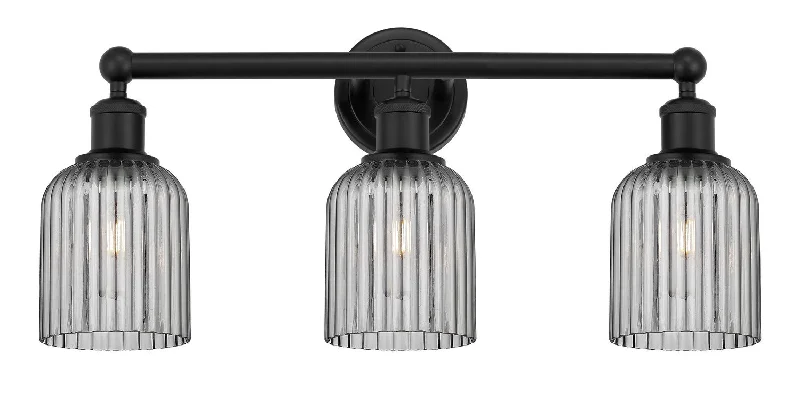 Industrial Lighting for Metal Fabrication ShopsEdison Three Light Bath Vanity