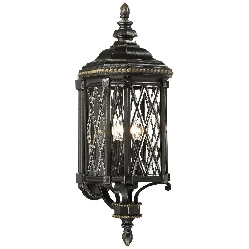 Low - Bay Industrial Lighting Fixtures for Small FactoriesBexley Manor 32 in. 4 Lights Outdoor Wall Lantern Black & Gold Finish Low - Bay Industrial Lighting Fixtures for Small FactoriesBexley Manor 32 in. 4 Lights Outdoor Wall Lantern Black & Gold Finish