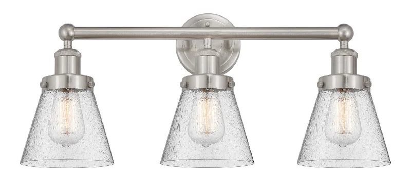 Industrial Lighting for Woodworking FactoriesEdison Three Light Bath Vanity