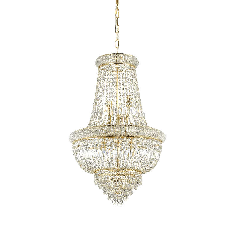 Track lighting with clear glass shadesDubai 10/24Lt Crystal Ceiling Light -  Brass/Chrome Finish IP20