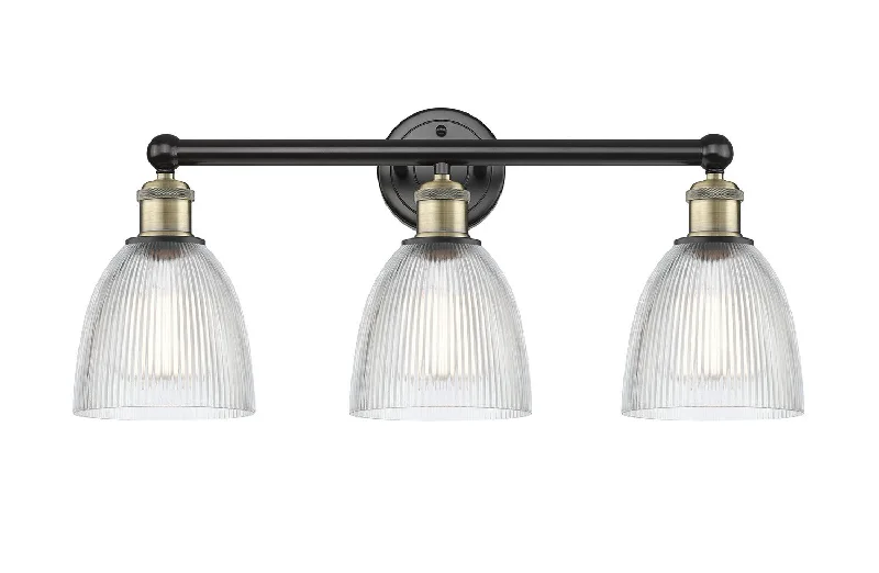 Industrial Lighting for Metal Fabrication ShopsEdison Three Light Bath Vanity