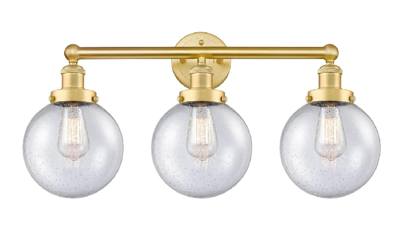 Industrial Lighting for Metal Fabrication ShopsEdison Three Light Bath Vanity