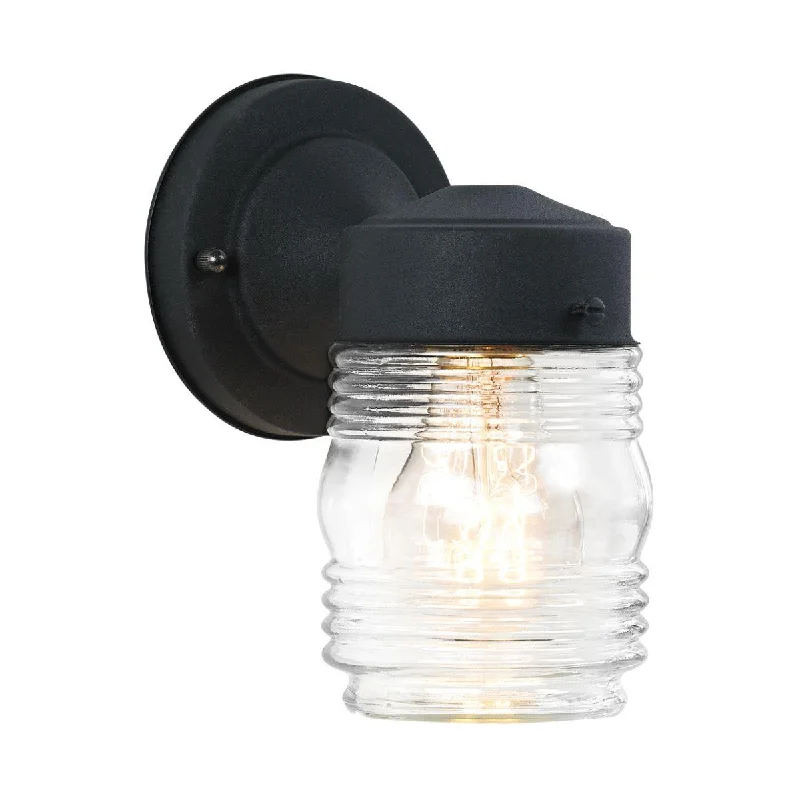 Industrial Lighting for Chemical PlantsOutdoor Wall 8 In. Outdoor Wall Sconce Black Finish with Clear Ribbed glass Industrial Lighting for Chemical PlantsOutdoor Wall 8 In. Outdoor Wall Sconce Black Finish with Clear Ribbed glass