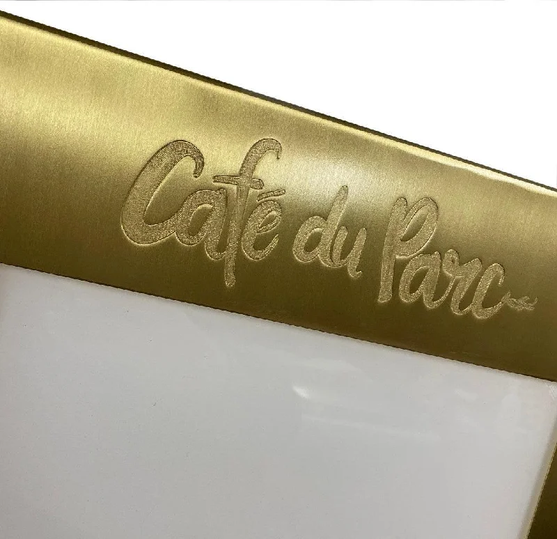 Track lighting with a chunky, bold designBrass Menu Case with LED (Brushed Finish) Track lighting with a chunky, bold designBrass Menu Case with LED (Brushed Finish)
