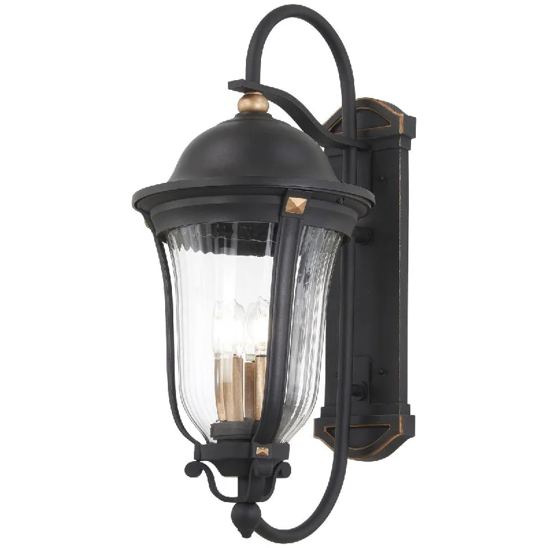 Dust - Resistant Industrial Lighting for Dirty WorkspacesPeale Street 22 in. 3 Lights Outdoor Wall Lantern Black & Gold Finish Dust - Resistant Industrial Lighting for Dirty WorkspacesPeale Street 22 in. 3 Lights Outdoor Wall Lantern Black & Gold Finish