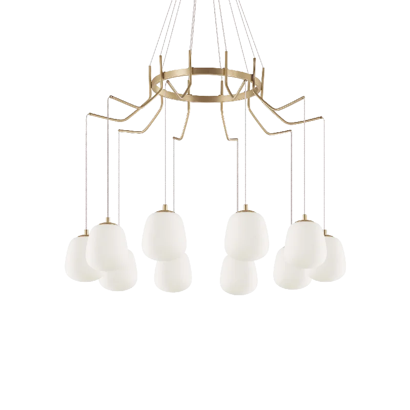 Track lighting for accentuating artworksKarousel 10 Light Brass Cluster Light