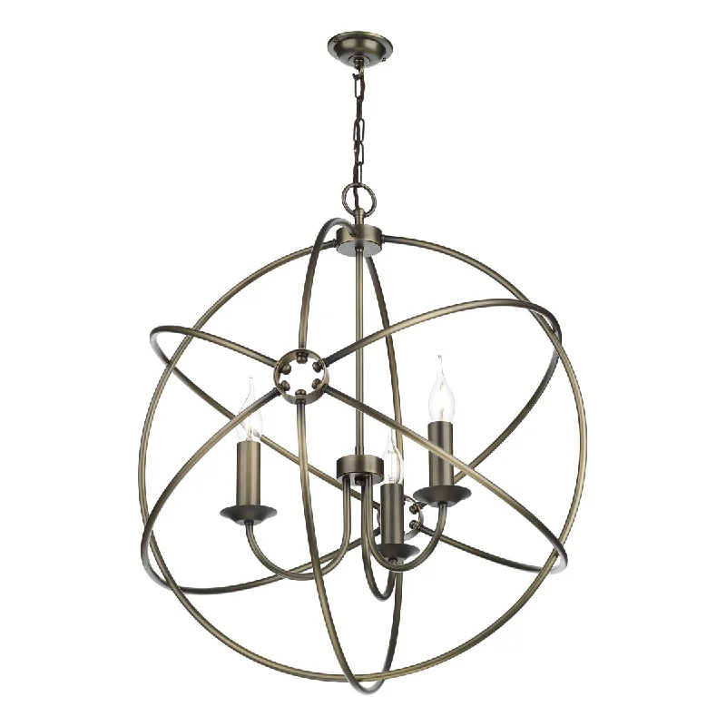 Track lighting with a minimalist track designOrb 3 Light Pendant in Antique Brass