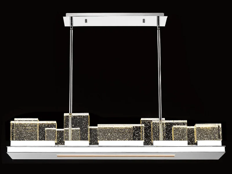 Track lighting with a brushed nickel finishGlacier Linear Chandelier
