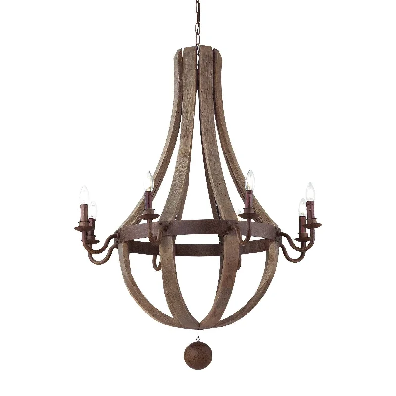 Low - voltage track lighting for safetyMillennium 5/8Lt Chandelier - Rustic Finish