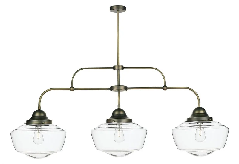 Smart track lighting with voice controlStowe 3 light pendant in antique brass with clear/Opal/Smoked glass Smart track lighting with voice controlStowe 3 light pendant in antique brass with clear/Opal/Smoked glass