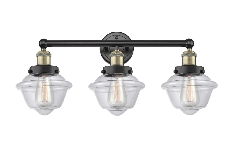 Industrial Lighting for Metal Fabrication ShopsEdison Three Light Bath Vanity