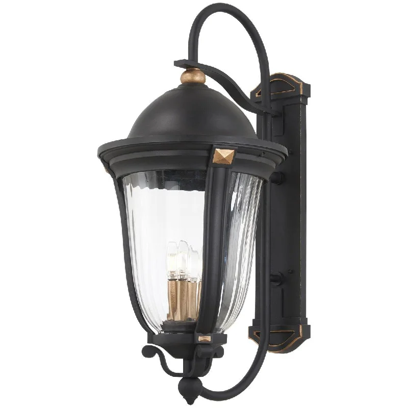 Industrial Exit Sign Lighting for Quick EvacuationPeale Street 33 in. 5 Lights Outdoor Wall Lantern Black & Gold Finish Industrial Exit Sign Lighting for Quick EvacuationPeale Street 33 in. 5 Lights Outdoor Wall Lantern Black & Gold Finish