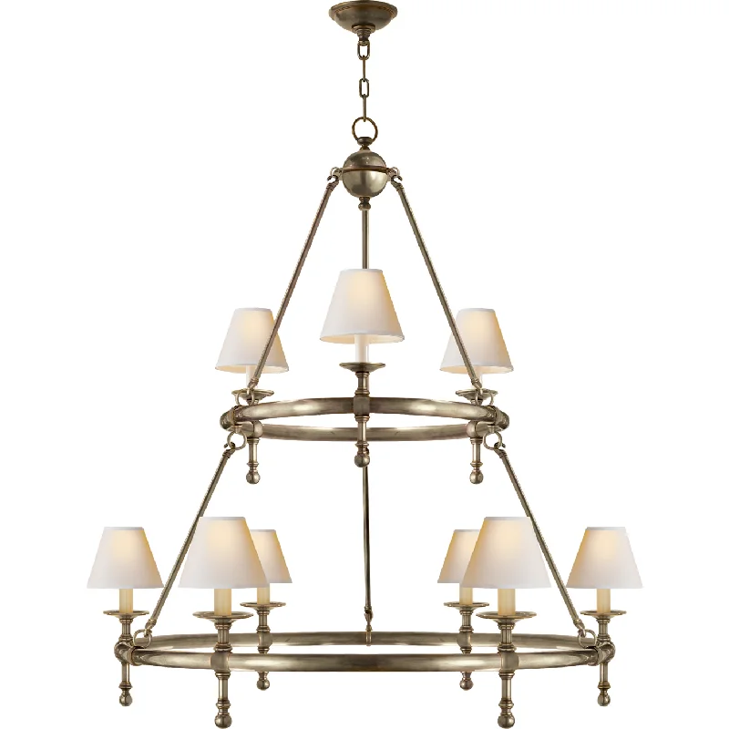 Track lighting with clear glass shadesClassic Two-Tier Ring Chandelier