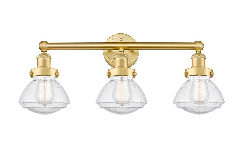 Industrial Lighting for Metal Fabrication ShopsEdison Three Light Bath Vanity