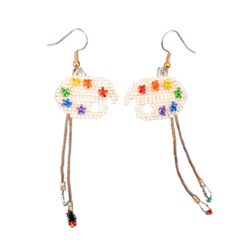 Track lighting with a chunky, bold design2D Painters Pallet with Paintbrush Earrings on Hypo-Allergenic Ear-wires