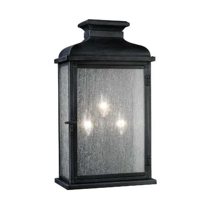Corrosion - Resistant Industrial Lighting for Coastal FactoriesPediment 18 In. 3 Lights Outdoor Wall Sconce Black Finish Corrosion - Resistant Industrial Lighting for Coastal FactoriesPediment 18 In. 3 Lights Outdoor Wall Sconce Black Finish
