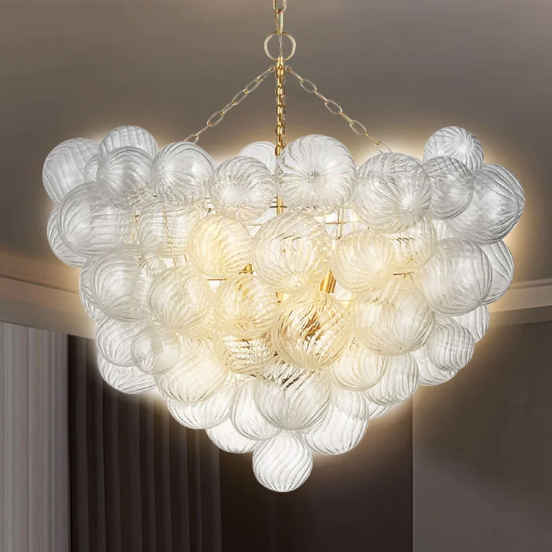 Chandeliers with Frosted Glass for a Softer Light DiffusionChandeliers with Frosted Glass for a Softer Light DiffusionTalia Style Bubbles Chandelier Clear Ball Swirled Texture D36" X H38" Chandeliers with Frosted Glass for a Softer Light DiffusionChandeliers with Frosted Glass for a Softer Light DiffusionTalia Style Bubbles Chandelier Clear Ball Swirled Texture D36" X H38"