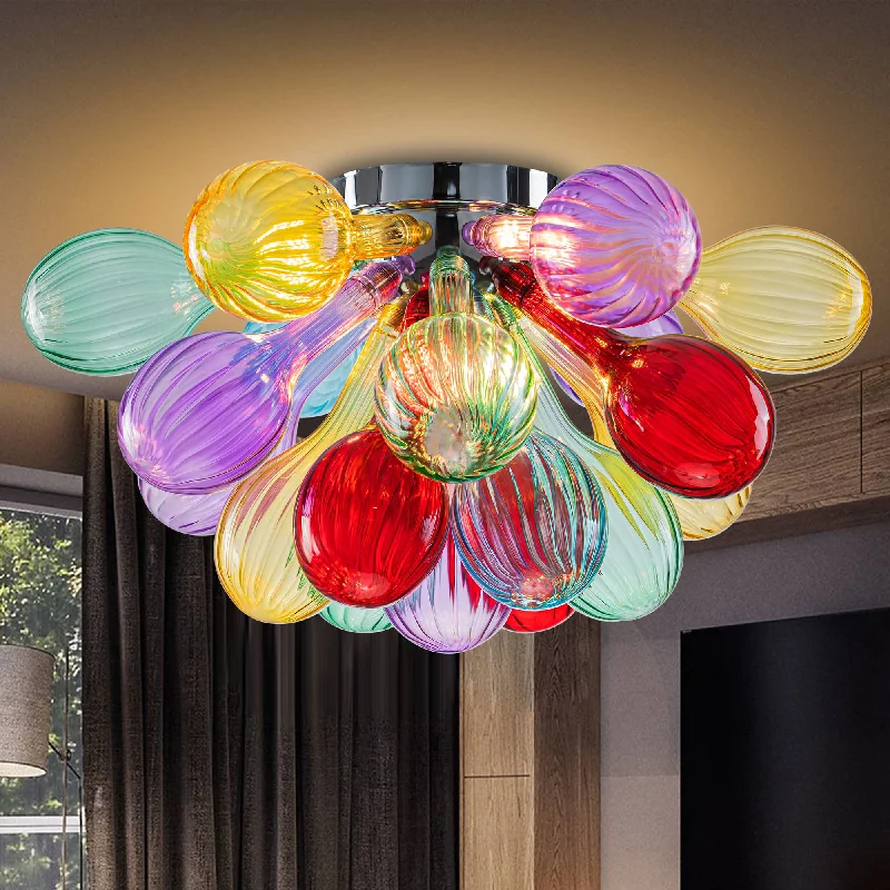 Chandeliers with Metal Frames in Black FinishChandeliers with Metal Frames in Black FinishSemi Flush Mounted Bubbles Chandelier Multi Colors Stripped Glass Ball Chandeliers with Metal Frames in Black FinishChandeliers with Metal Frames in Black FinishSemi Flush Mounted Bubbles Chandelier Multi Colors Stripped Glass Ball