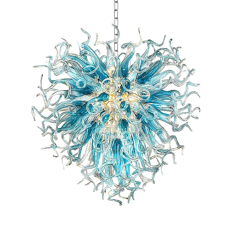Large Chandeliers for Grand Halls and FoyersLarge Chandeliers for Grand Halls and FoyersChihuly Style Blown Glass Chandeliers Blue Color