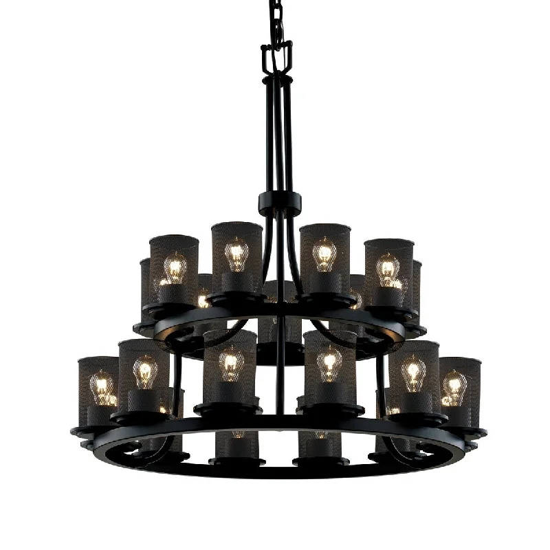 Chandeliers for Dining Rooms to Set the Mood for MealsChandeliers for Dining Rooms to Set the Mood for MealsJustice Design Wire Mesh Dakota 21-light Matte Black Chandelier, Cylinder - Flat Rim Shade Chandeliers for Dining Rooms to Set the Mood for MealsChandeliers for Dining Rooms to Set the Mood for MealsJustice Design Wire Mesh Dakota 21-light Matte Black Chandelier, Cylinder - Flat Rim Shade