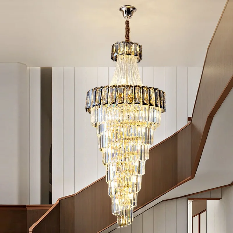 Chandeliers with Metal Frames in Gold FinishChandeliers with Metal Frames in Gold FinishModern Spiral Design Staircase Crystal Chandelier Chandeliers with Metal Frames in Gold FinishChandeliers with Metal Frames in Gold FinishModern Spiral Design Staircase Crystal Chandelier
