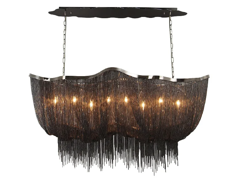 Art Nouveau Ceiling Lights with Organic, Flowing ShapesArt Nouveau Ceiling Lights with Organic, Flowing ShapesAvenue Mullholand Dr. HF1401-BLK Pendant Light - Black Chrome Jewelry Chain