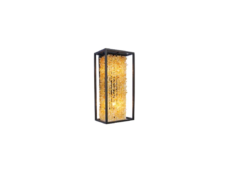Moroccan Ceiling Lights with Colorful Stained Glass and Geometric CarvingsMoroccan Ceiling Lights with Colorful Stained Glass and Geometric CarvingsAvenue Soho HF9002-DBZ Pendant Light - Dark Bronze With Natural Citrine Nuggets