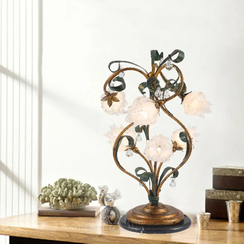 modern minimalist table lamps for contemporary living roomsmodern minimalist table lamps for contemporary living roomsPastoral Style Brass Metal LED Nightstand Lamp with 6 Floral Bulbs - Perfect for Bedroom Lighting