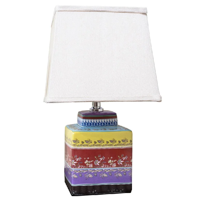 bohemian table lamps with colorful patterns for eclectic bedroomsbohemian table lamps with colorful patterns for eclectic bedroomsBombay Multicolor Striped Porcelain Table Lamp