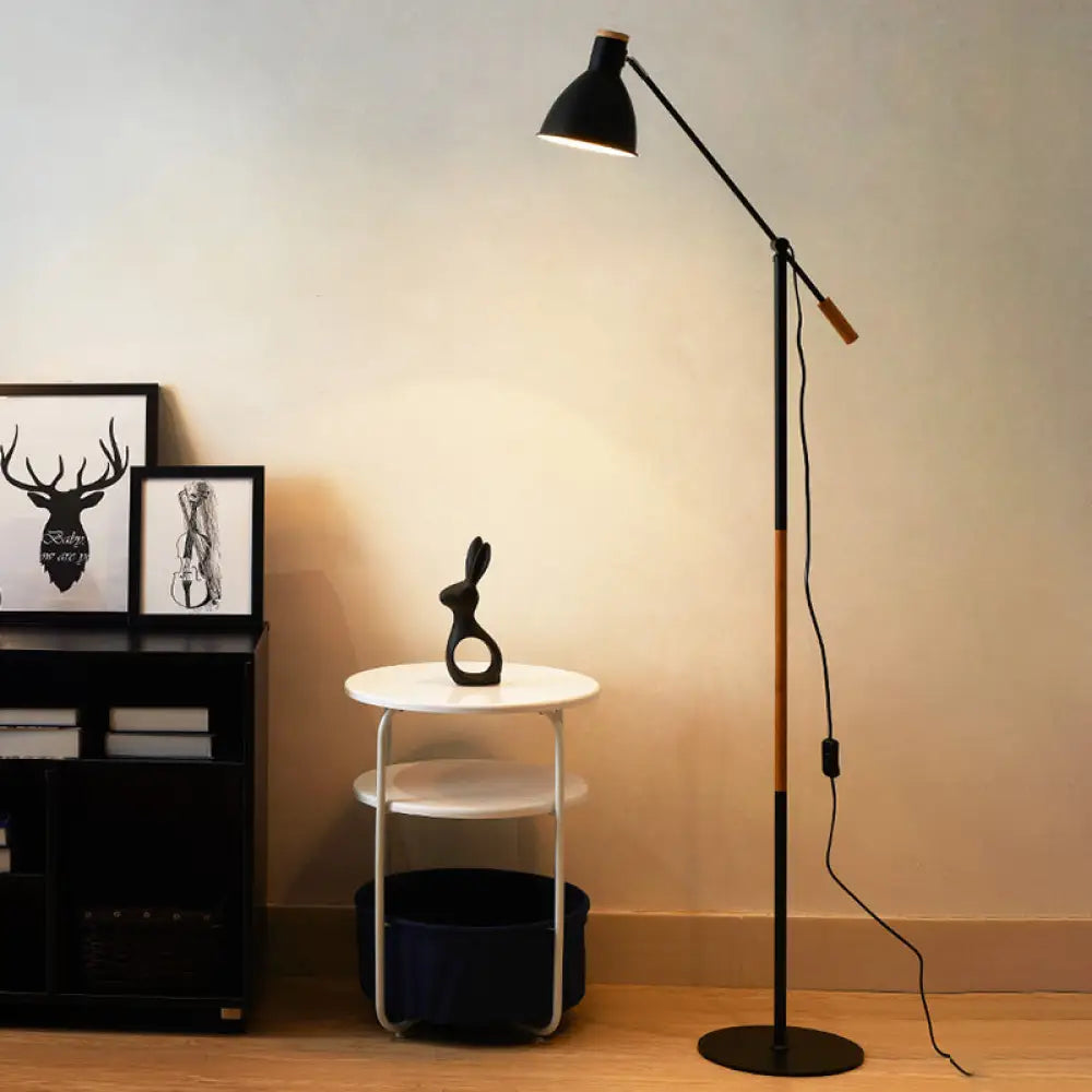wooden table lamps with natural grain for a warm and organic feelwooden table lamps with natural grain for a warm and organic feelModern Metal Floor Lamp with Balance Arm - Domed Stand, 1 Light, White/Black Finish