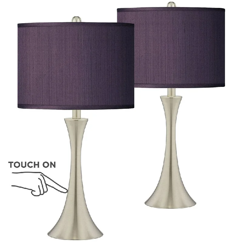 modern minimalist table lamps for contemporary living roomsmodern minimalist table lamps for contemporary living roomsIndustrial Touch Table Lamps Set of 2 LED Nickel Eggplant Shade - 13" x 24" modern minimalist table lamps for contemporary living roomsmodern minimalist table lamps for contemporary living roomsIndustrial Touch Table Lamps Set of 2 LED Nickel Eggplant Shade - 13" x 24"