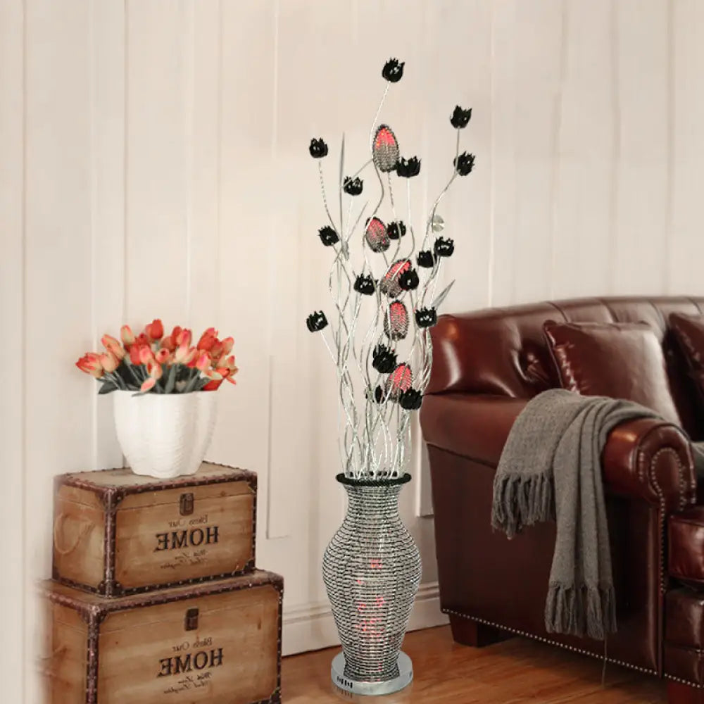 asian inspired table lamps with bamboo accents for a zen atmosphereasian inspired table lamps with bamboo accents for a zen atmosphereLED Standing Lamp with Art Decor Cutout Vase & Floret Design in Black