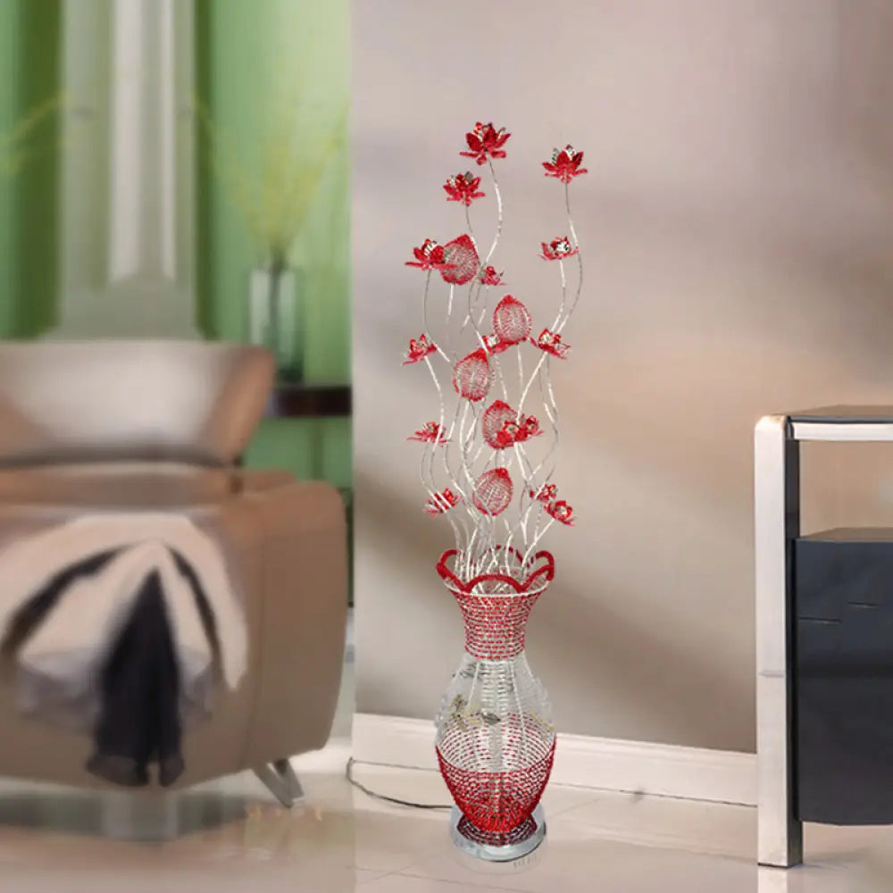 marble table lamps with a luxurious veined pattern for high end decormarble table lamps with a luxurious veined pattern for high end decorRed LED Vase Floor Lamp with Flower Design - Stylish Metallic Standing Light