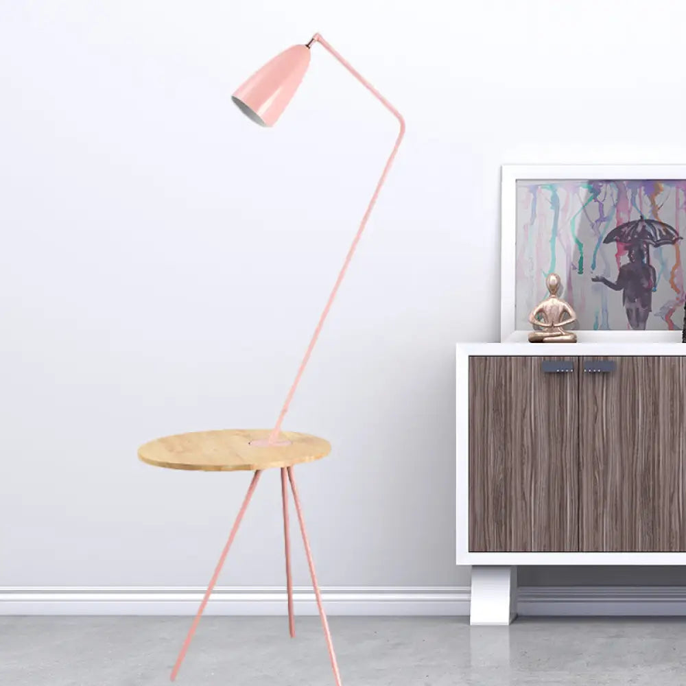metal table lamps with a matte black finish for a sleek appearancemetal table lamps with a matte black finish for a sleek appearanceModern Metal Floor Reading Light: Simple 1-Bulb Tripod Floor Lamp with Shelf for Living Room - Black/Pink/Yellow