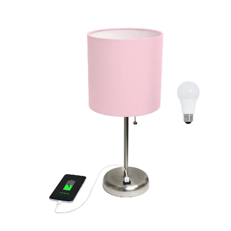 Brushed Steel/Light Pink Shade
