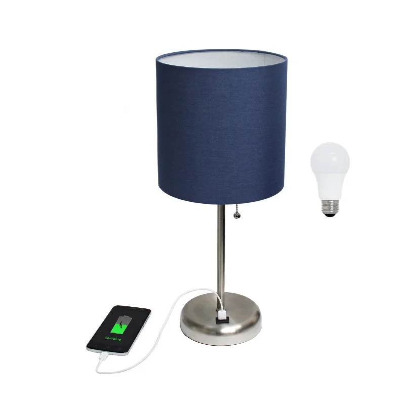 Brushed Steel/Navy Blue Shade