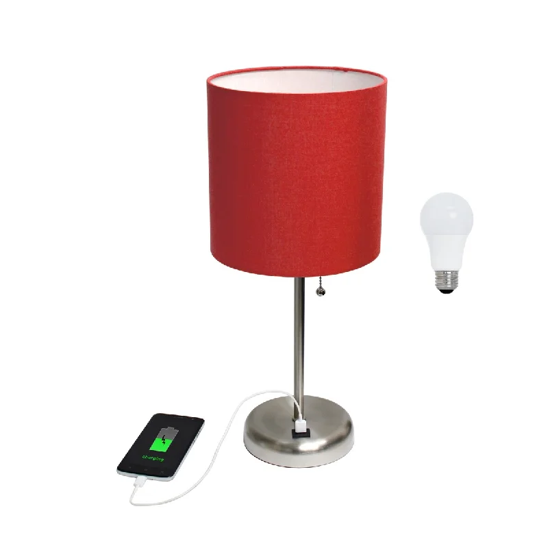 Brushed Steel/Red Shade
