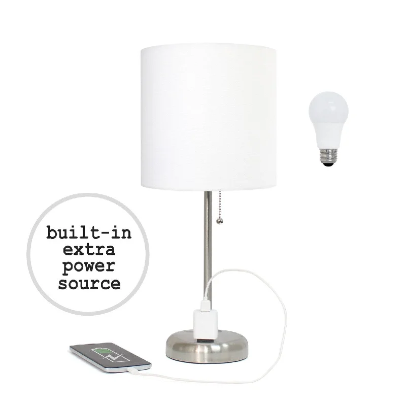 Brushed Steel/White Shade