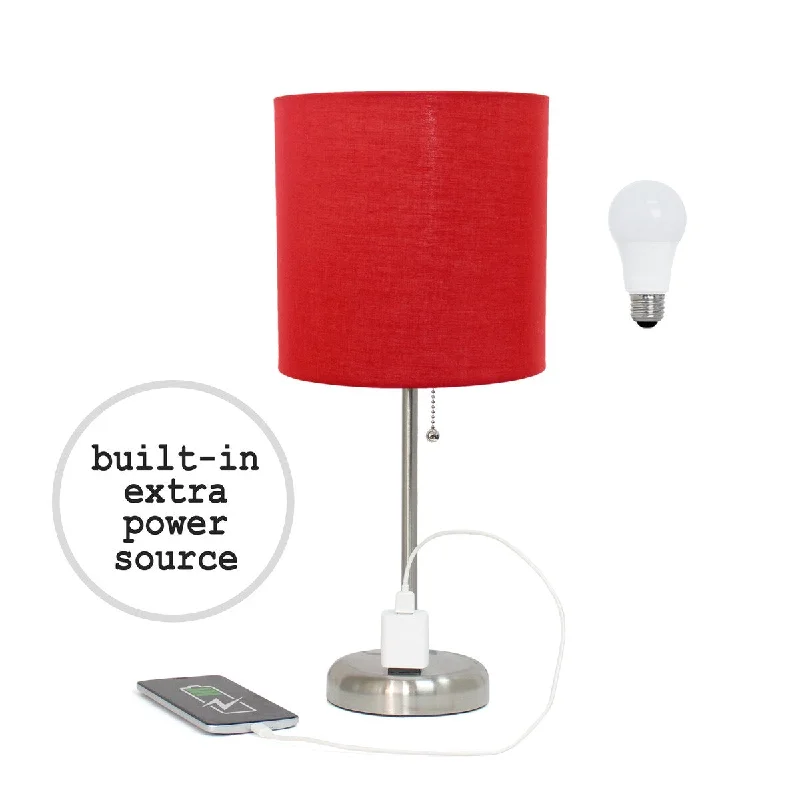 Brushed Steel/Red Shade