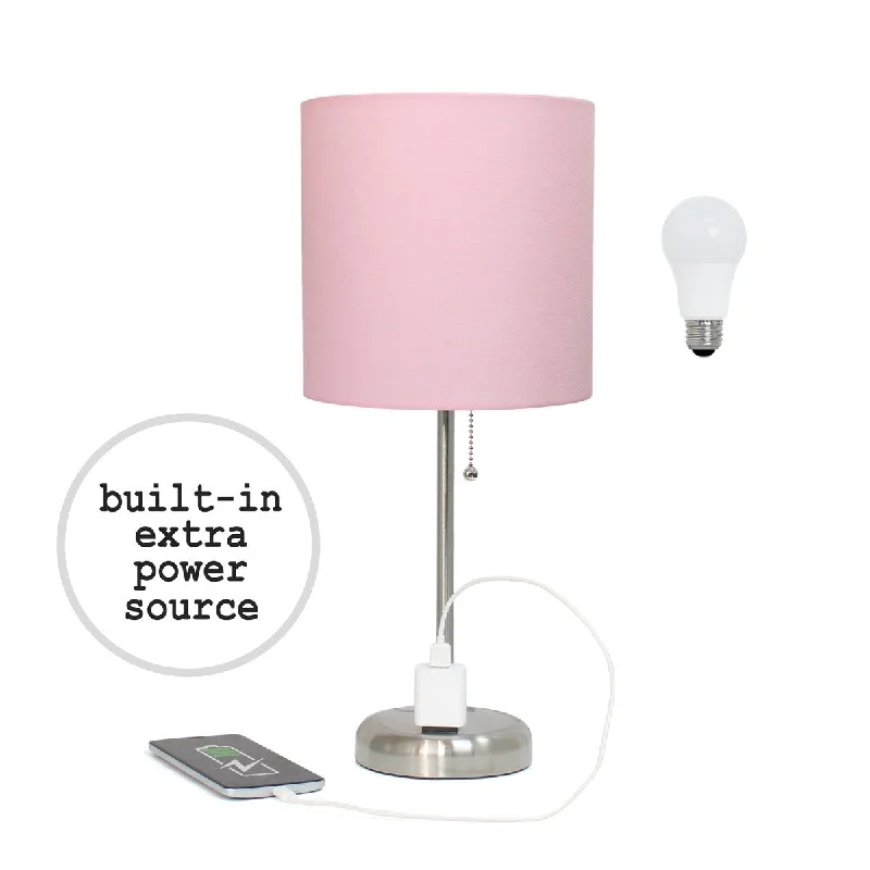 Brushed Steel/Light Pink Shade