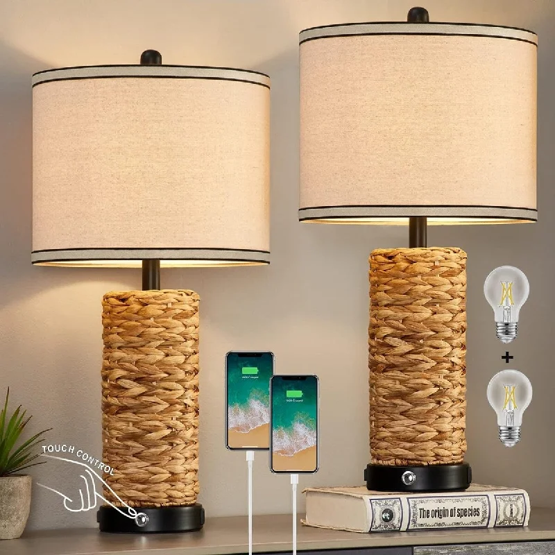 Rattan Lamp Set of 2