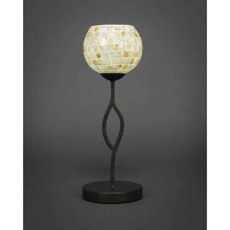wooden table lamps with natural grain for a warm and organic feelwooden table lamps with natural grain for a warm and organic feelToltec Revo 1 Light Accent Lamp Shown In Dark Granite Finish With 6'' Mystic Seashell Glass Shade