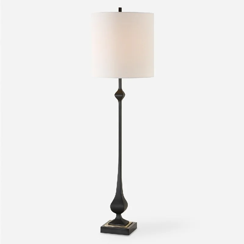 leather table lamps with a distressed texture for a rugged charmleather table lamps with a distressed texture for a rugged charmUttermost Hightower Black Buffet Lamp - 38'' H X 11'' W X 11'' D